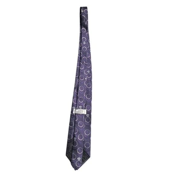 GIANNI VERSACE 90s Vintage Metallic Silk Medusa Pattern Tie Made in Italy - Picture 7 of 7
